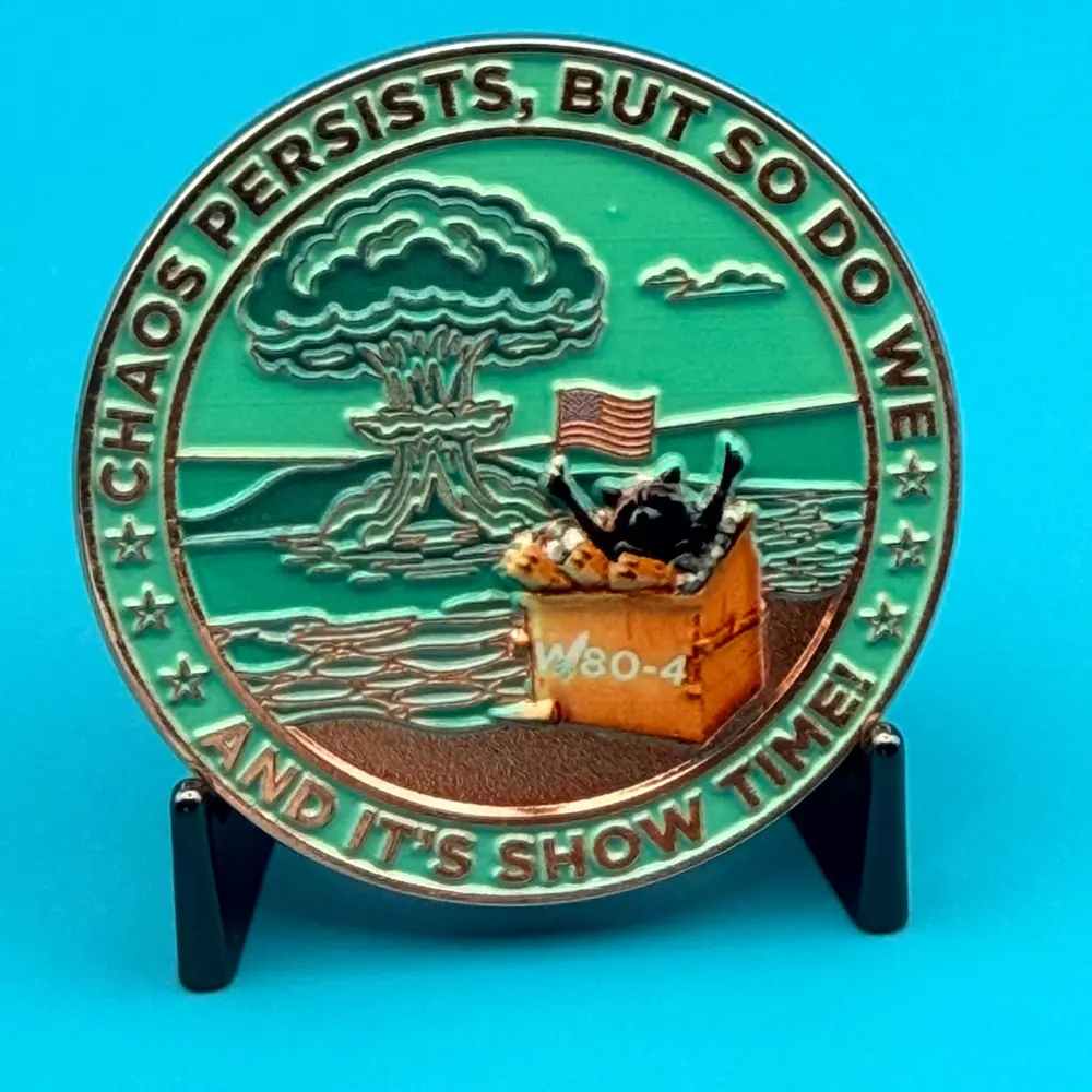 Front and back detail of custom W80-4 Life Extension challenge coin design by Jericho Seven.