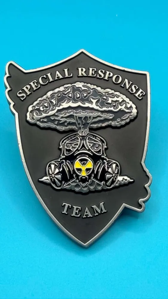 Front and back detail of custom SRT Team Coin challenge coin design by Jericho Seven.